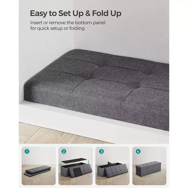 SONGMICS Storage Ottoman Bench Ottoman with Storage Footstool Hold up to 660 lb for Bedroom Living Room