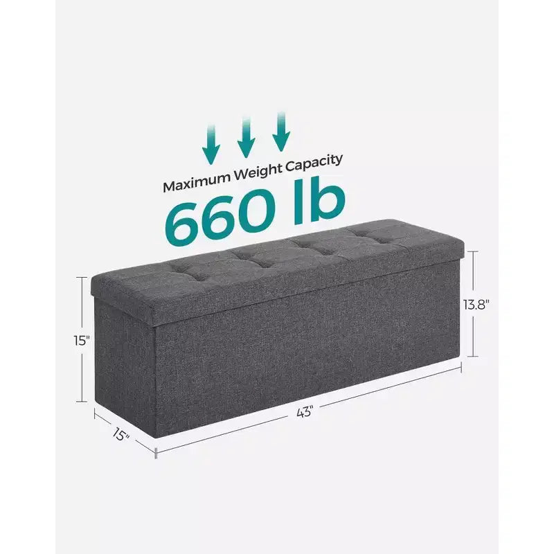 SONGMICS Storage Ottoman Bench Ottoman with Storage Footstool Hold up to 660 lb for Bedroom Living Room