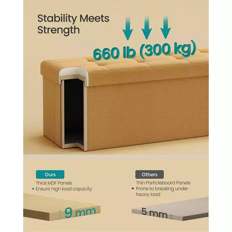 SONGMICS Storage Ottoman Bench Ottoman with Storage Footstool Hold up to 660 lb for Bedroom Living Room