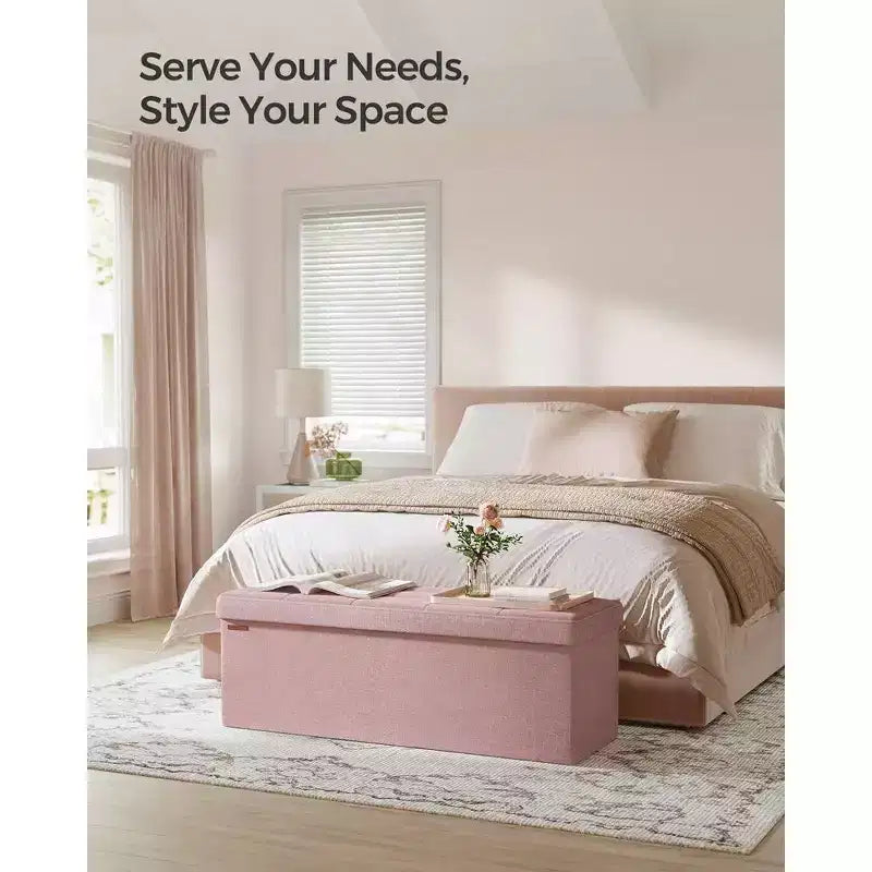 SONGMICS Storage Ottoman Bench Ottoman with Storage Footstool Hold up to 660 lb for Bedroom Living Room