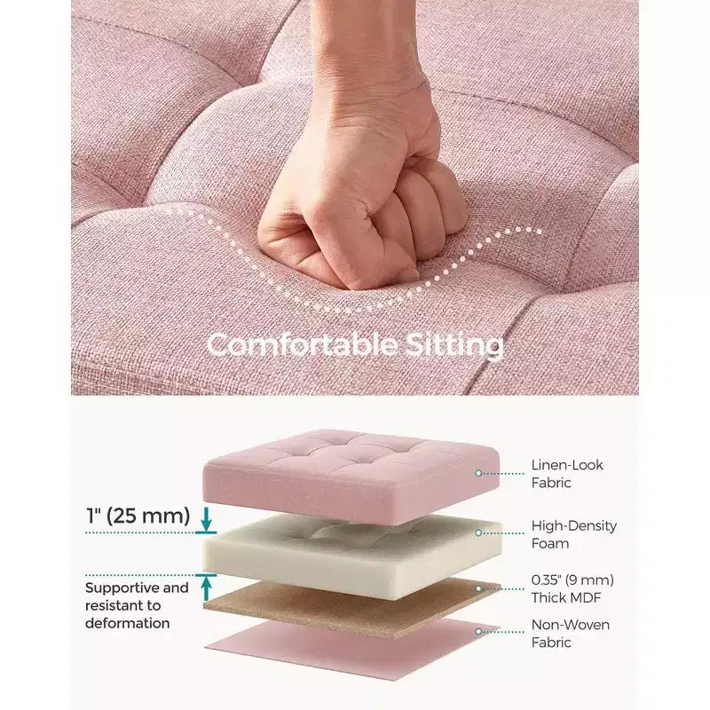 SONGMICS Storage Ottoman Bench Ottoman with Storage Footstool Hold up to 660 lb for Bedroom Living Room