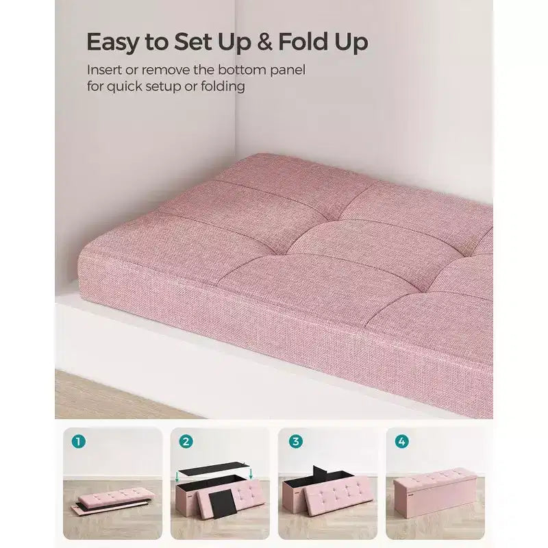 SONGMICS Storage Ottoman Bench Ottoman with Storage Footstool Hold up to 660 lb for Bedroom Living Room