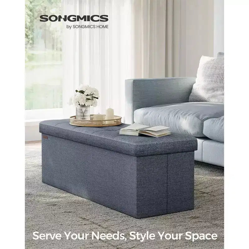 SONGMICS Storage Ottoman Bench Ottoman with Storage Footstool Hold up to 660 lb for Bedroom Living Room
