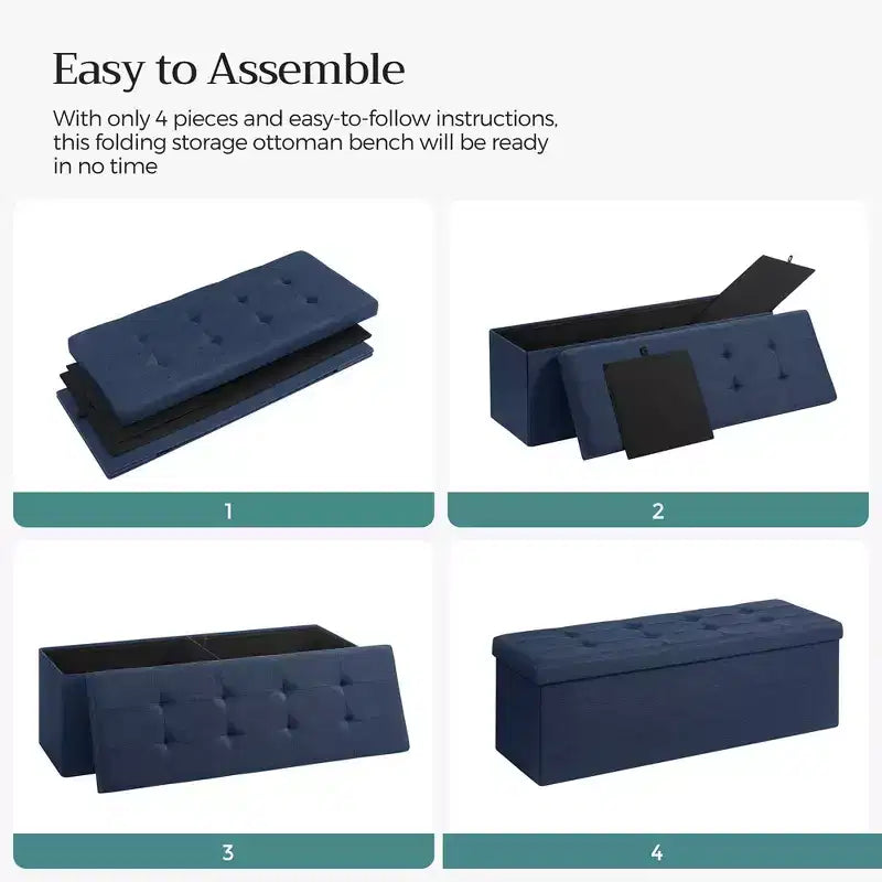 SONGMICS Storage Ottoman Bench Ottoman with Storage Footstool Hold up to 660 lb for Bedroom Living Room