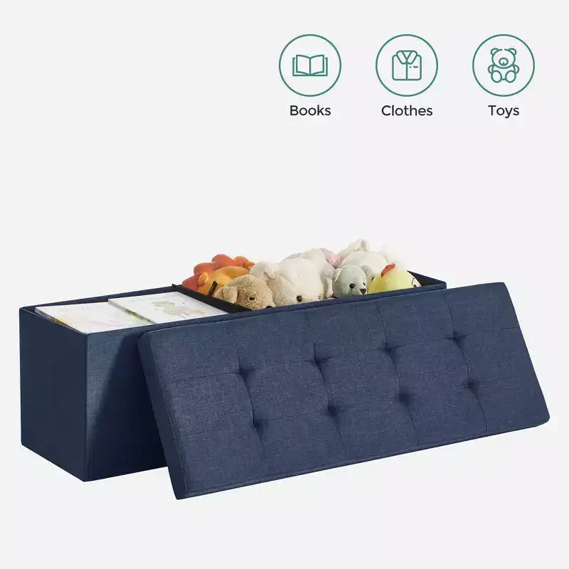 SONGMICS Storage Ottoman Bench Ottoman with Storage Footstool Hold up to 660 lb for Bedroom Living Room