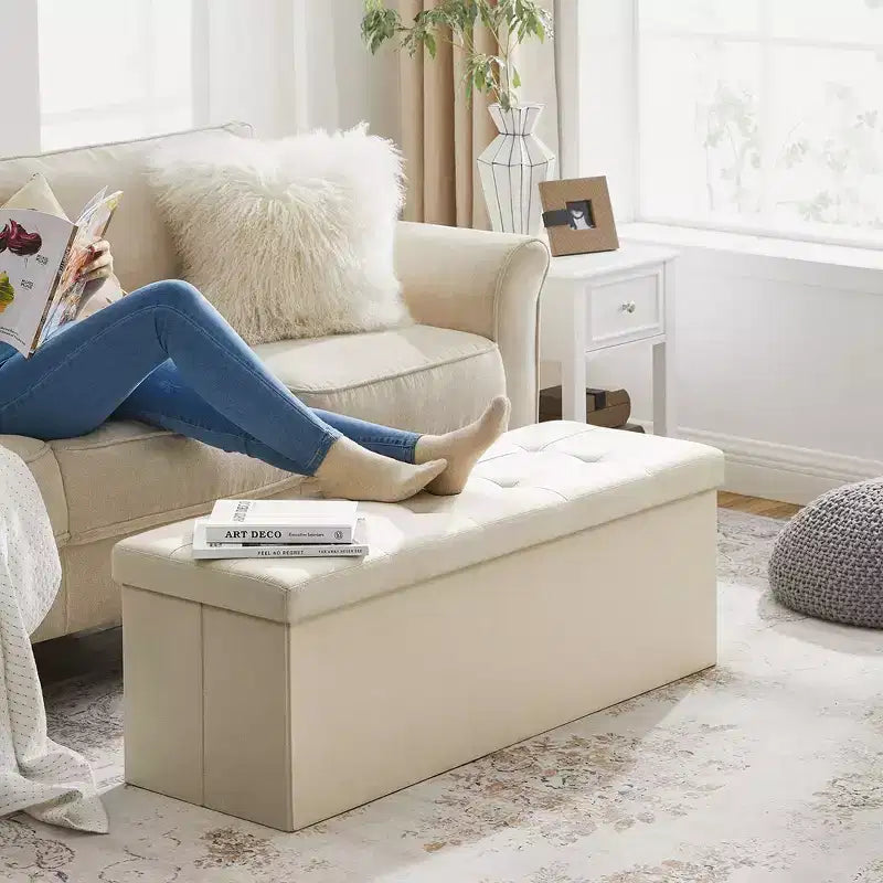 SONGMICS Banc de Rangement Ottoman avec Rangement, Repose-Pieds, Supporte jusqu'à 300 kg pour Chambre à Coucher, Salon