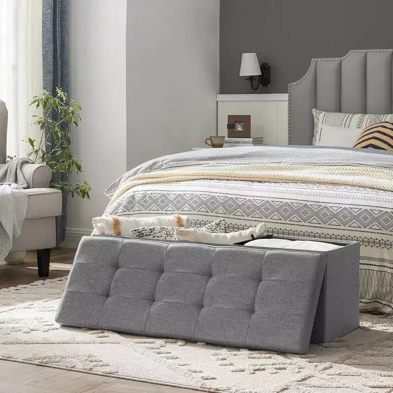 SONGMICS Banc de Rangement Ottoman avec Rangement, Repose-Pieds, Supporte jusqu'à 300 kg pour Chambre à Coucher, Salon