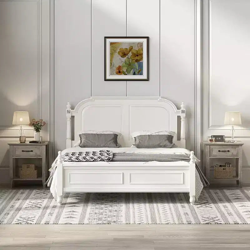Garvee Nightstands Set of 2, Industrial Side/End Tables with Drawer and Storage Shelf, Night Stands for Bedroom, Living Room, 2 Pack, Grey