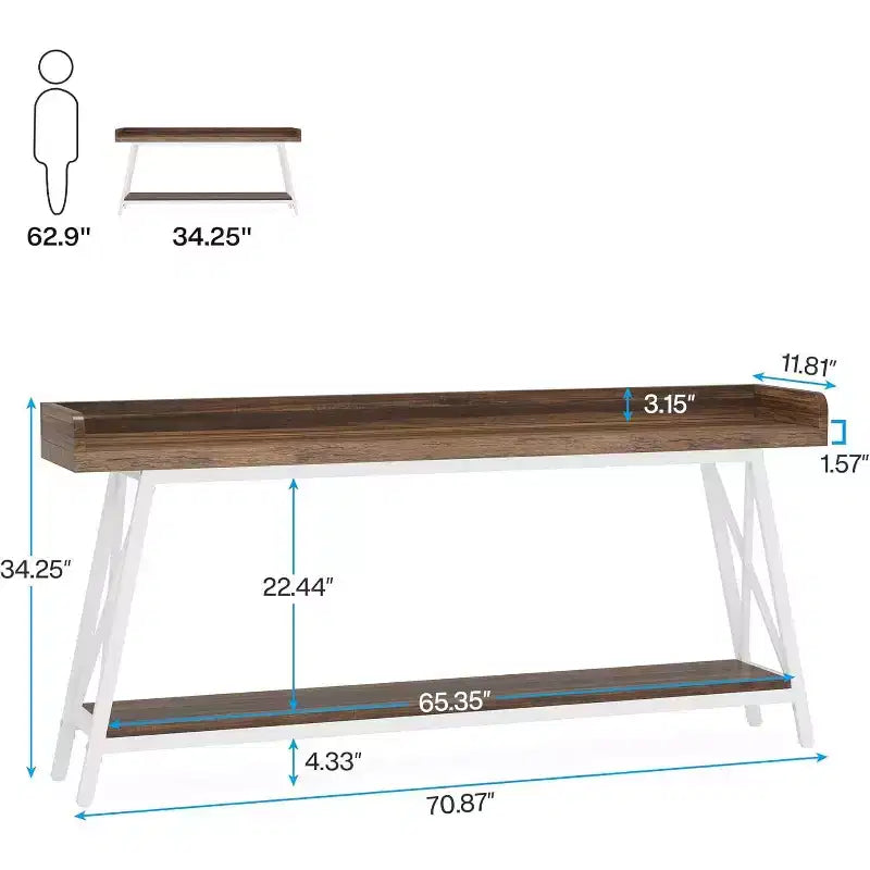 Tribesigns 70.87 2-Tier Narrow Sofa Table