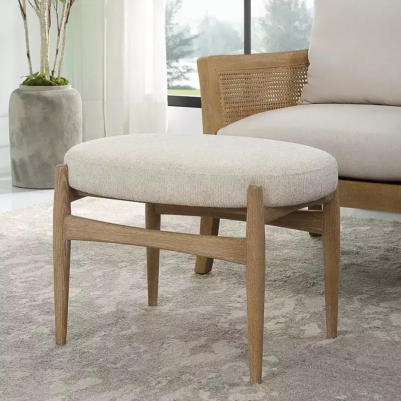 Uttermost Acrobat 24 1/2W Textured Off-White Fabric Bench