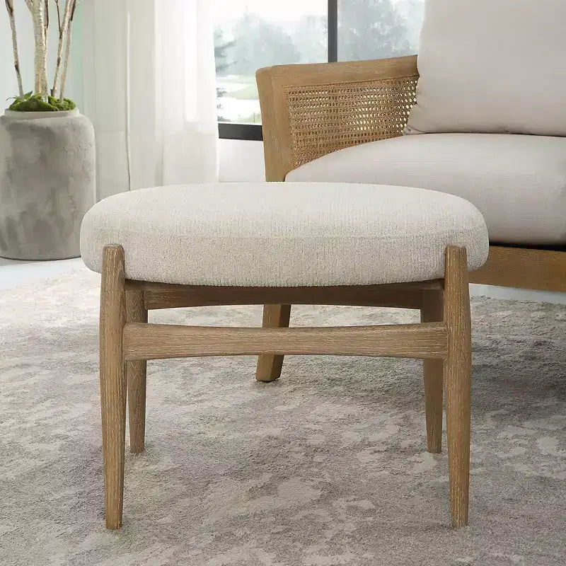 Uttermost Acrobat 24 1/2W Textured Off-White Fabric Bench