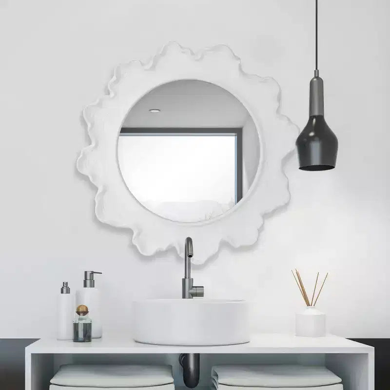 Uttermost Sea Coral Matte White 33 3/4 Round Wall Mirror