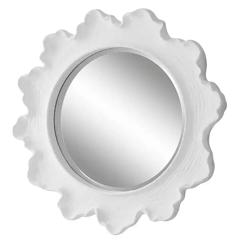 Uttermost Sea Coral Matte White 33 3/4 Round Wall Mirror