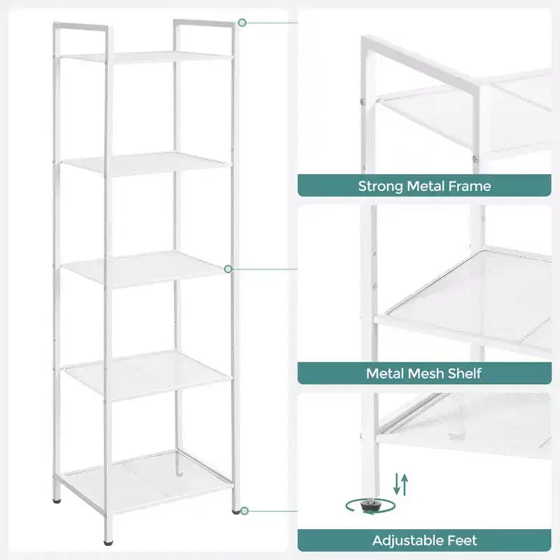 SONGMICS Storage Rack Bathroom Shelf Extendable Plant Steel Stand with Adjustable Shelf