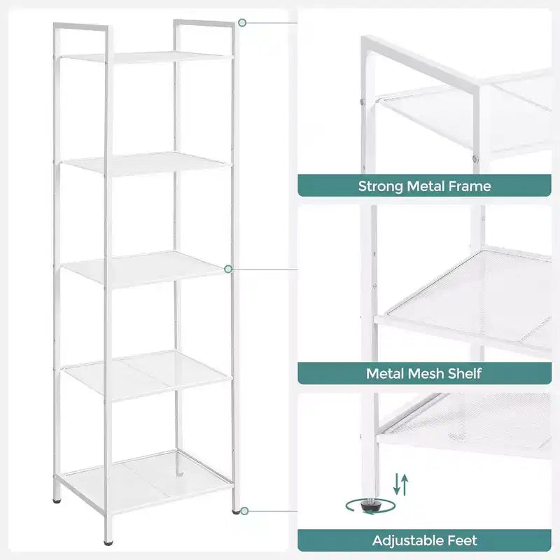 SONGMICS Storage Rack Bathroom Shelf Extendable Plant Steel Stand with Adjustable Shelf