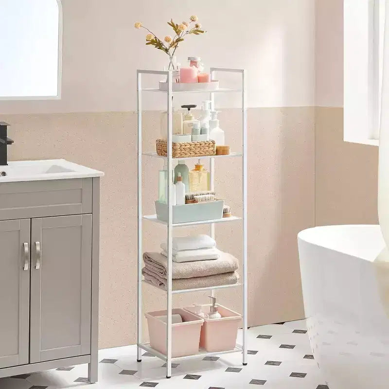 SONGMICS Storage Rack Bathroom Shelf Extendable Plant Steel Stand with Adjustable Shelf