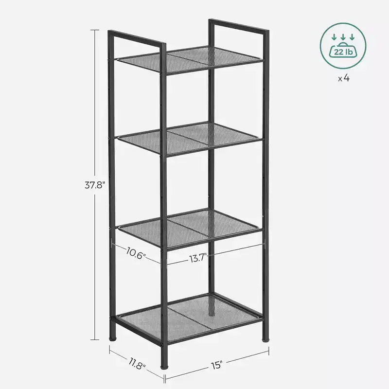 SONGMICS Storage Rack Bathroom Shelf Extendable Plant Steel Stand with Adjustable Shelf