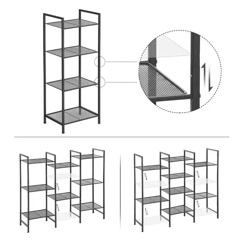 SONGMICS Storage Rack Bathroom Shelf Extendable Plant Steel Stand with Adjustable Shelf