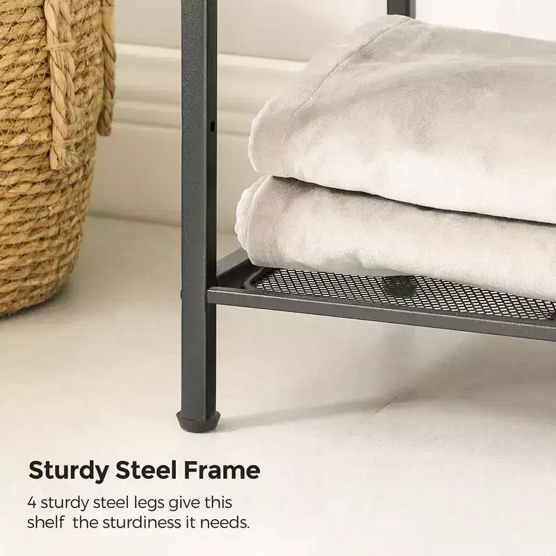 SONGMICS Storage Rack Bathroom Shelf Extendable Plant Steel Stand with Adjustable Shelf