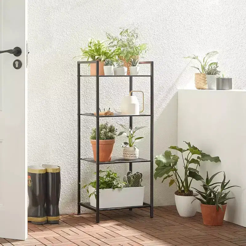 SONGMICS Storage Rack Bathroom Shelf Extendable Plant Steel Stand with Adjustable Shelf
