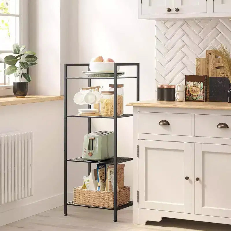 SONGMICS Storage Rack Bathroom Shelf Extendable Plant Steel Stand with Adjustable Shelf