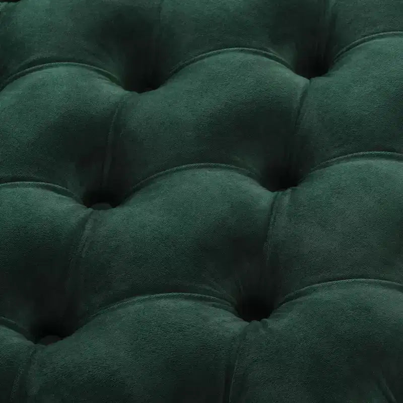Rumi Tufted Velvet Ottoman - SFV4706 - Emerald/Gold - Safavieh Couture