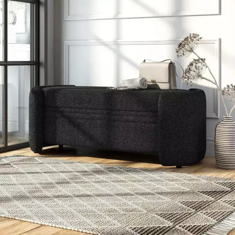 Makine Glam Boucle Storage Bench for Bedroom and Entryway - HOMES: Inside + Out