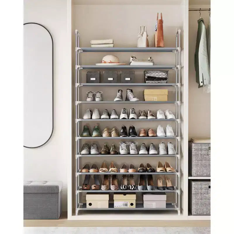 Shoe Rack with Shelves for Closet Entryway Shoe Organizer,Easy to Assemble Metal Shoe Storage Shelf,Black