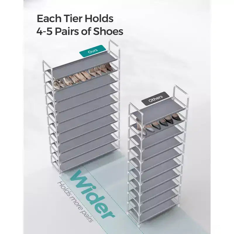 Shoe Rack with Shelves for Closet Entryway Shoe Organizer,Easy to Assemble Metal Shoe Storage Shelf,Black