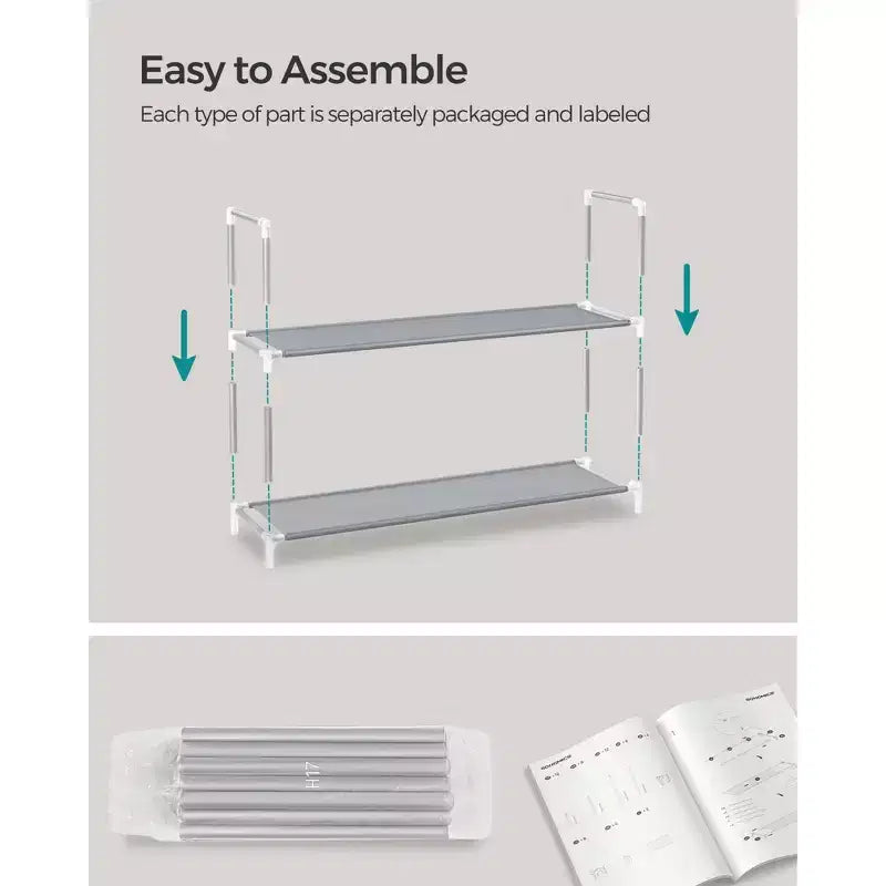 Shoe Rack with Shelves for Closet Entryway Shoe Organizer,Easy to Assemble Metal Shoe Storage Shelf,Black