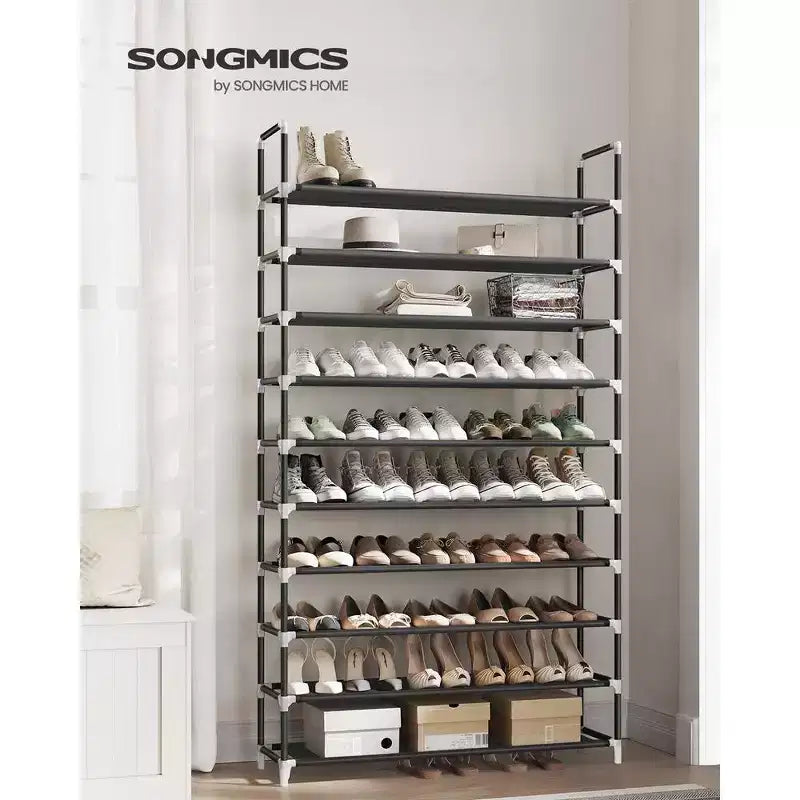 Shoe Rack with Shelves for Closet Entryway Shoe Organizer,Easy to Assemble Metal Shoe Storage Shelf,Black
