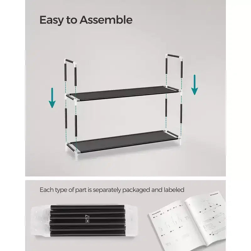 Shoe Rack with Shelves for Closet Entryway Shoe Organizer,Easy to Assemble Metal Shoe Storage Shelf,Black
