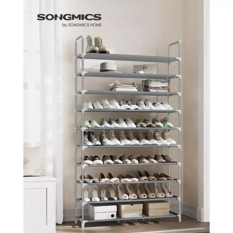 Shoe Rack with Shelves for Closet Entryway Shoe Organizer,Easy to Assemble Metal Shoe Storage Shelf,Black