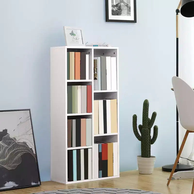 VASAGLE Bookcase, Bookshelf with 7 Compartments, Freestanding Shelves and Cube Organizer, White