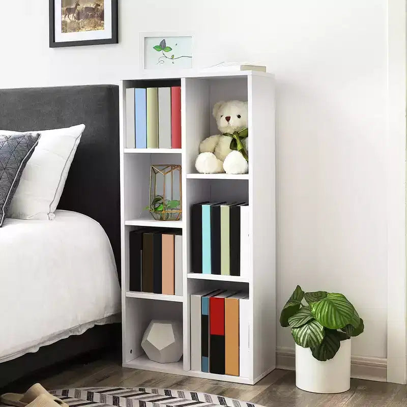 VASAGLE Bookcase, Bookshelf with 7 Compartments, Freestanding Shelves and Cube Organizer, White