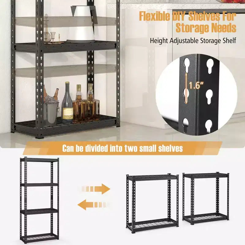 Costway 1/2/3/4 PCS 4-Tier Metal Shelving Unit Heavy Duty Wire Storage Rack with Anti-slip Foot Pads Black