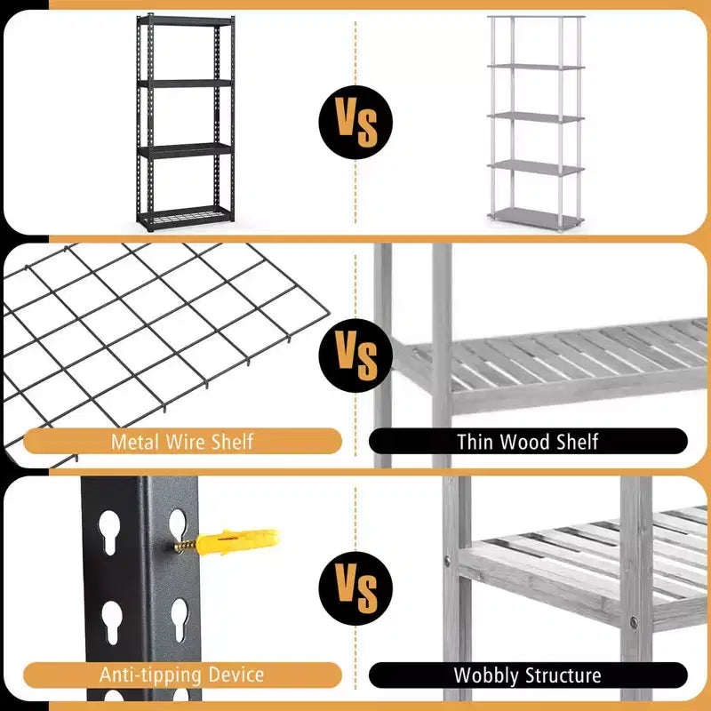 Costway 1/2/3/4 PCS 4-Tier Metal Shelving Unit Heavy Duty Wire Storage Rack with Anti-slip Foot Pads Black