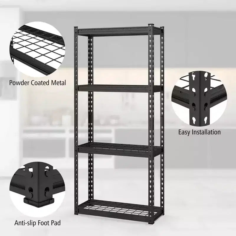 Costway 1/2/3/4 PCS 4-Tier Metal Shelving Unit Heavy Duty Wire Storage Rack with Anti-slip Foot Pads Black