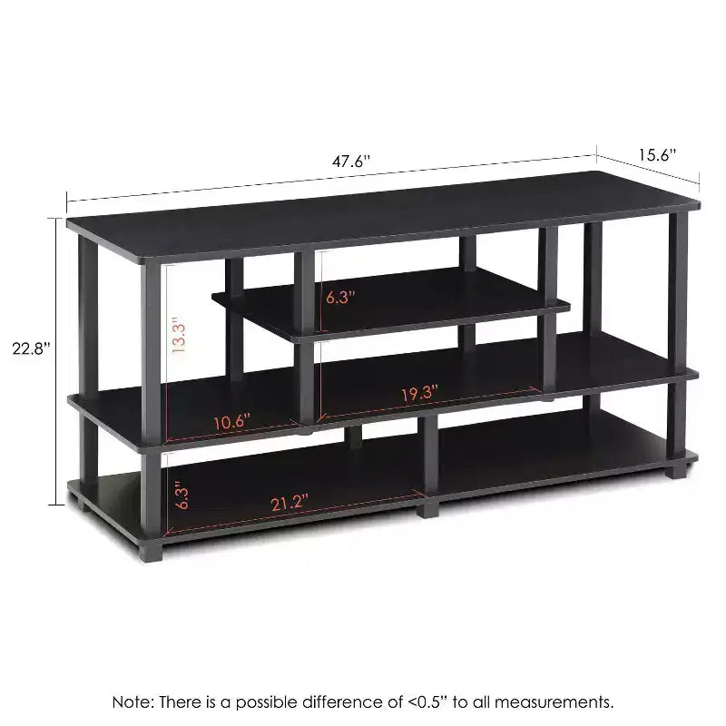Furinno 4-Tier Large TV Stand for TVs up to 55 TV Console Table w/Open Bookcase Shelves & 2 Storage Drawers