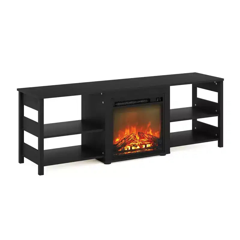 Furinno Classic Fireplace TV Stand Entertainment Console Media Center W/18 Electric Fireplace for TVs up to 70,Americano
