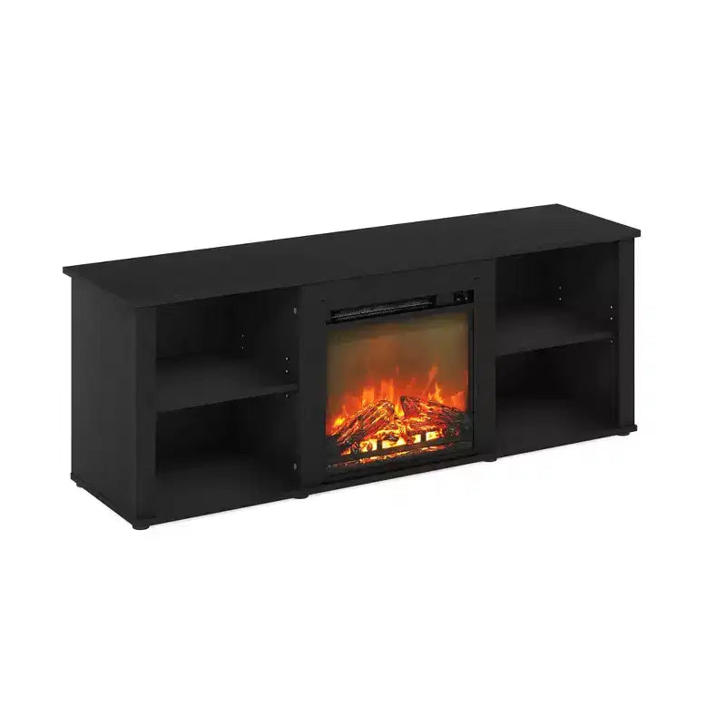 Meuble TV classique avec cheminée électrique 18" pour TV jusqu'à 60", couleur Americano
