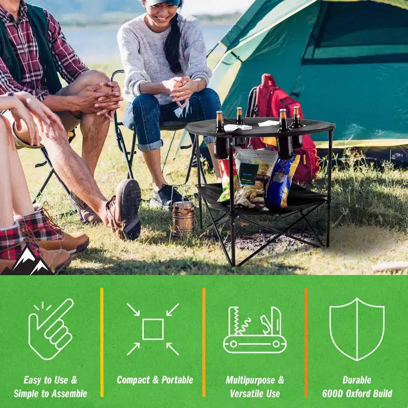 Wakeman Outdoors Folding Camping Table, Black