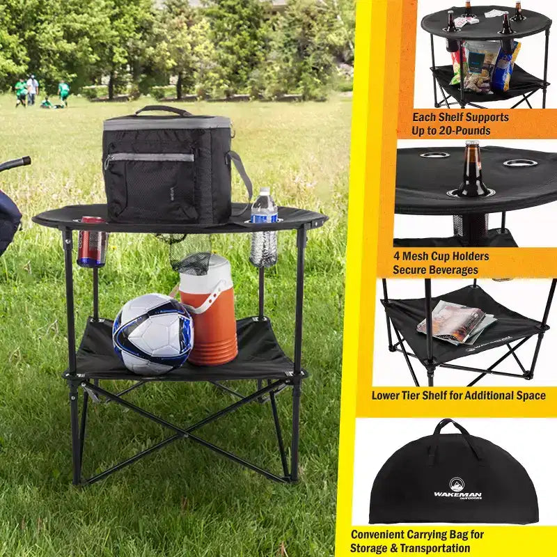 Wakeman Outdoors Folding Camping Table, Black
