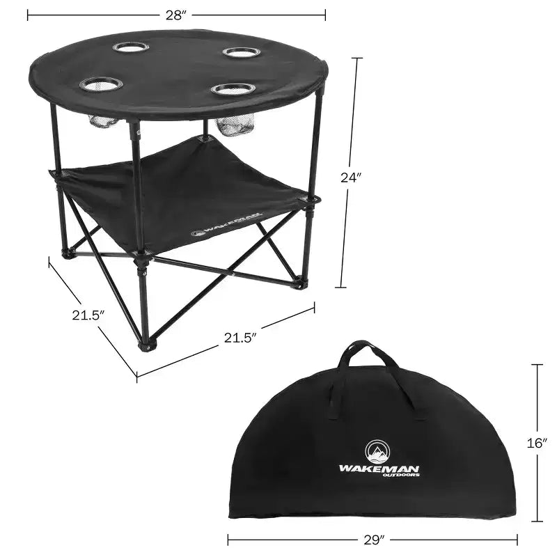 Wakeman Outdoors Folding Camping Table, Black