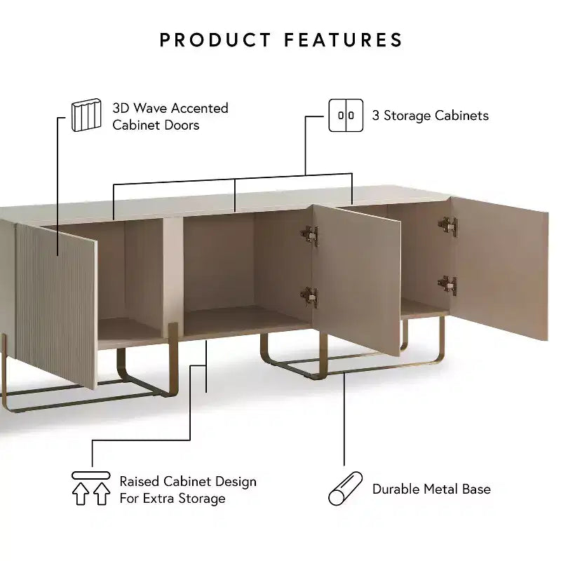 24/7 Shop At Home Forast Modern 3 Door Storage TV Stand for TVs up to 65