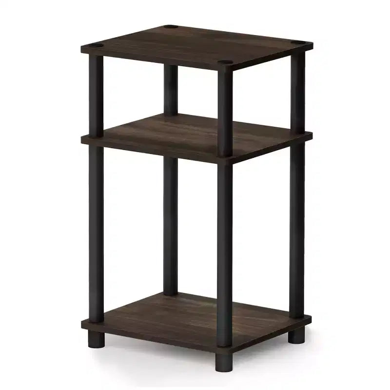 Furinno 3-Tier Reversible Sofa Side End Table W/Open Storage Shelf,Walnut