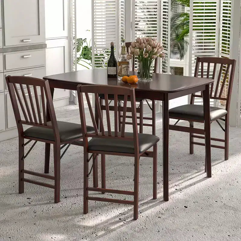 Costway 48 Wooden Dining Table Rectangular Farmhouse Kitchen with Solid Rubber Wood Legs Cherry/Natural