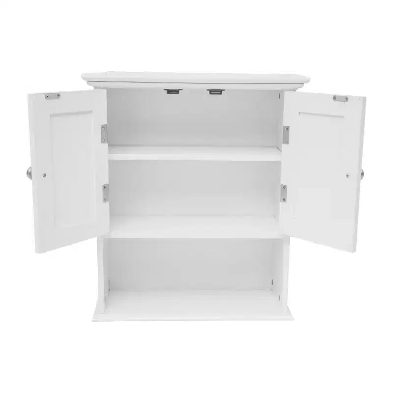 Merrick Lane Wall Mounted Bathroom Medicine Cabinet with Adjustable Cabinet Shelf, Lower Open Shelf, and Magnetic Closure Doors