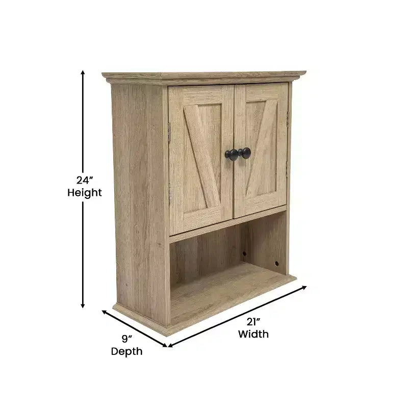 Merrick Lane Wall Mounted Bathroom Medicine Cabinet with Adjustable Cabinet Shelf, Lower Open Shelf, and Magnetic Closure Doors