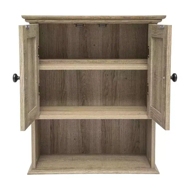 Merrick Lane Wall Mounted Bathroom Medicine Cabinet with Adjustable Cabinet Shelf, Lower Open Shelf, and Magnetic Closure Doors